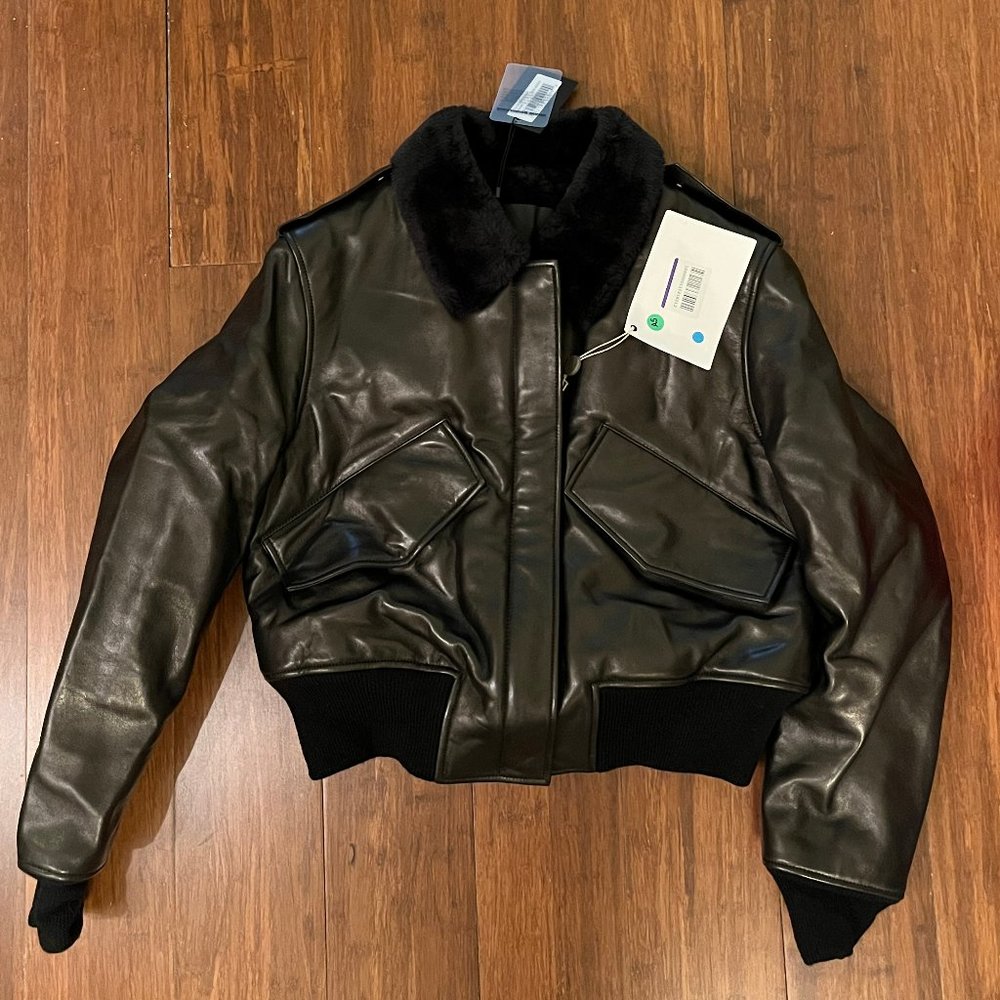 BNWT Alexander Wang genuine leather faux fur cropped bomber jacket